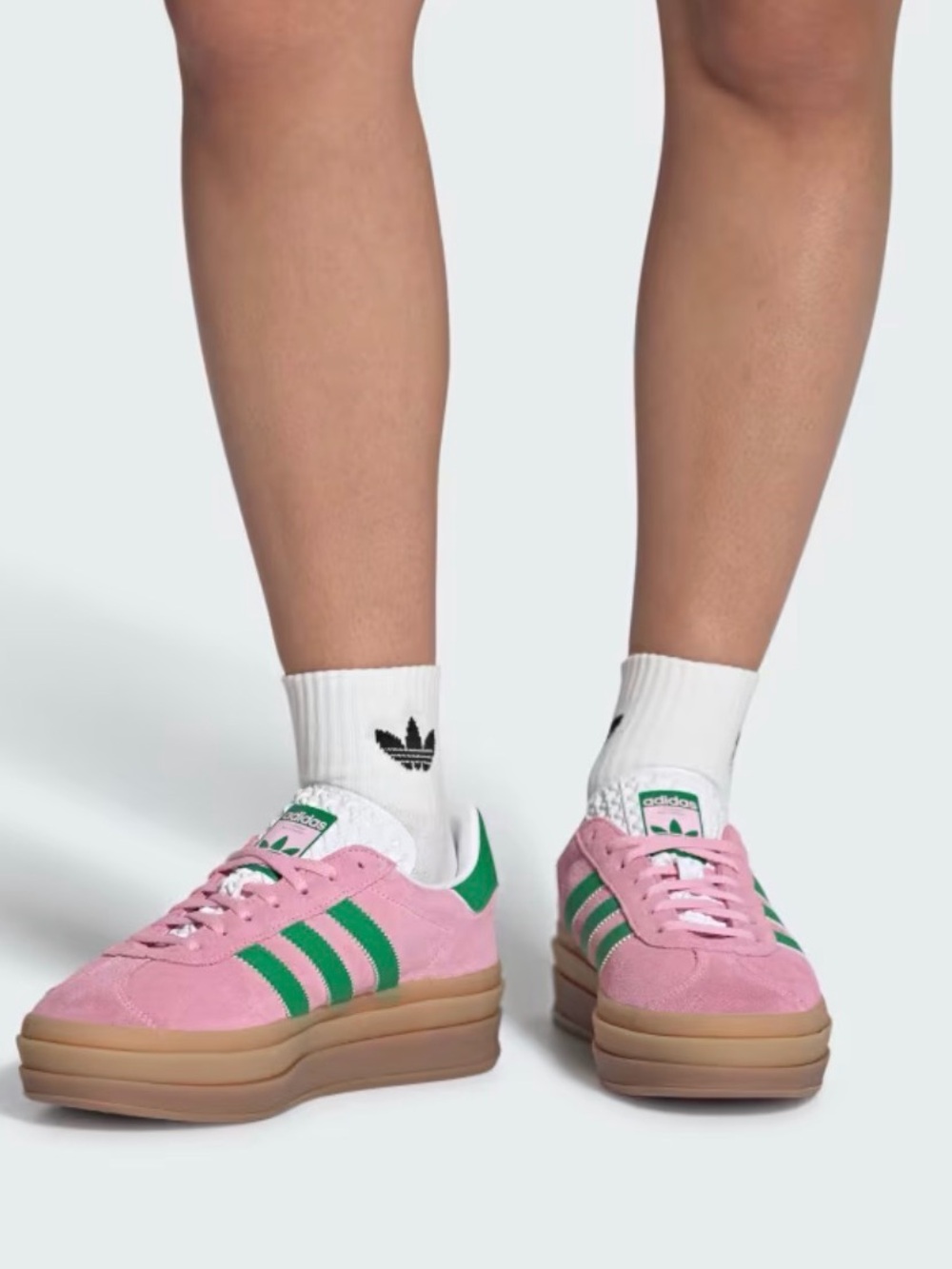 Adidas Gazelle Bold Pink Suede Sneakers with Green Stripes
